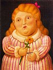 Fernando Paintings - Nina con flor by Fernando Botero